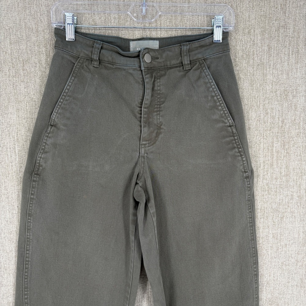 Everlane Jean Women 0 Tall Green Utility Barrel Cotton High Rise Slim Twill - Picture 5 of 14